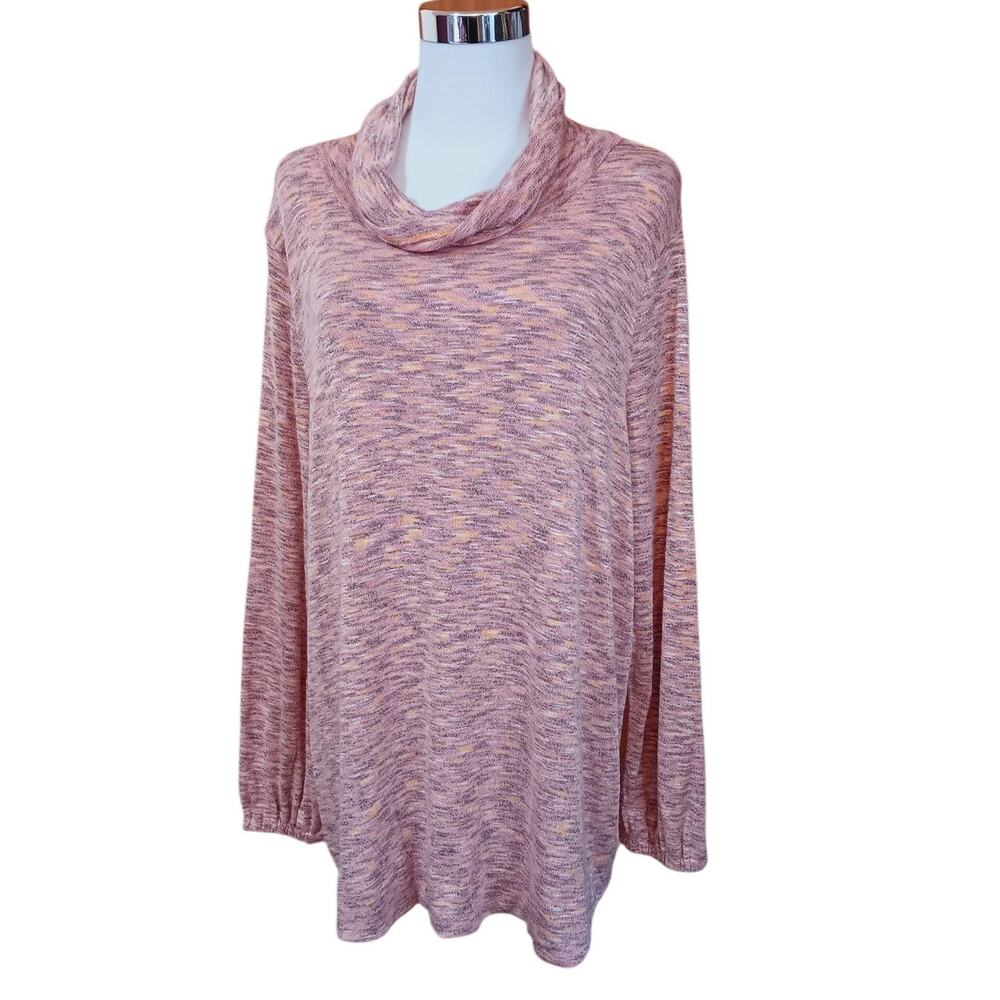 LANE BRYANT Turtleneck Sweater Lightweight 18/20 Plus 2X Multi Pink Comfort Soft